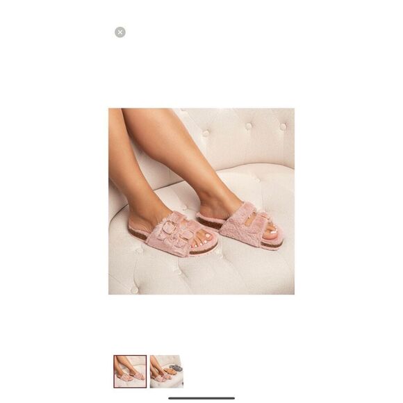 Pink Fuzzy Slides Size 7 - Picture 1 of 4